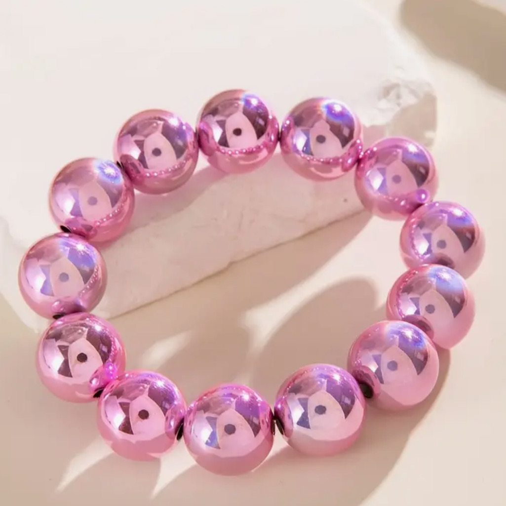 Pink Gradient Laser Beaded Bracelet